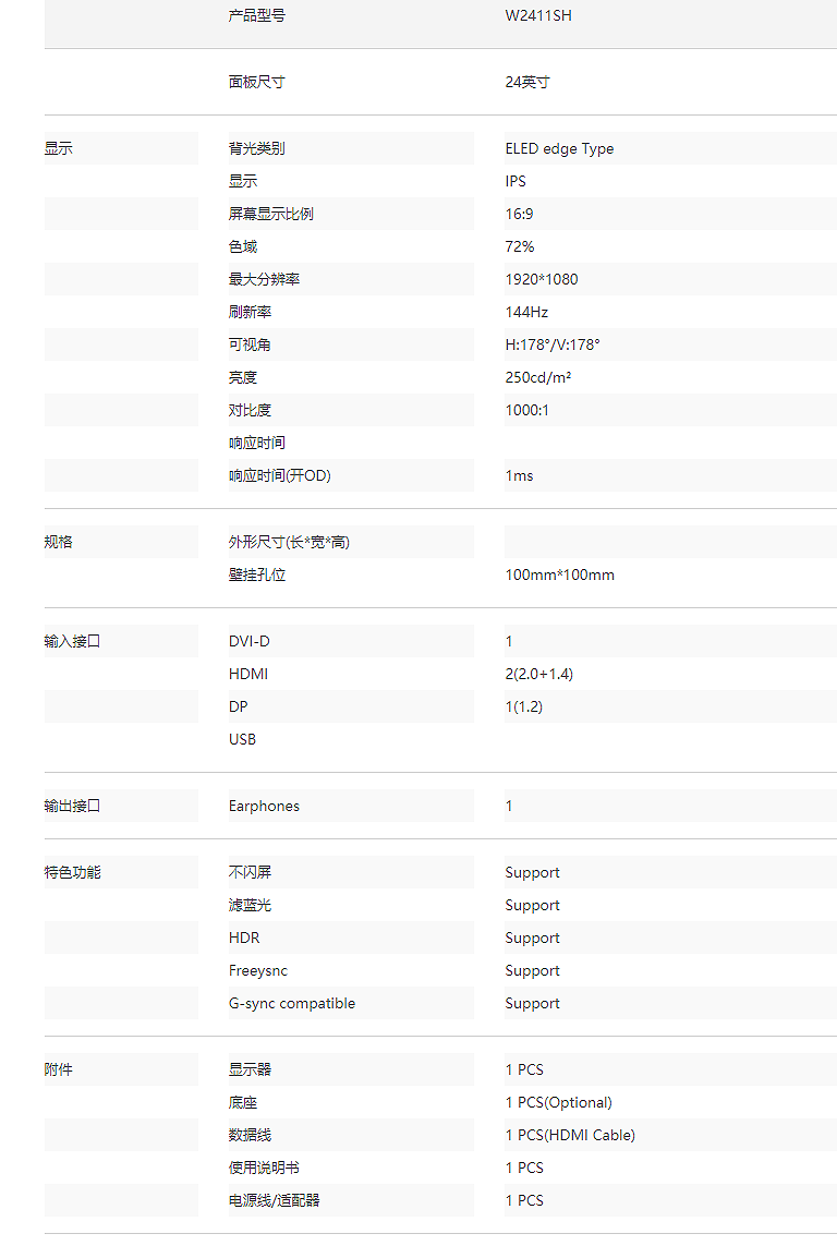 W2411SH 电竞显示器(图2)