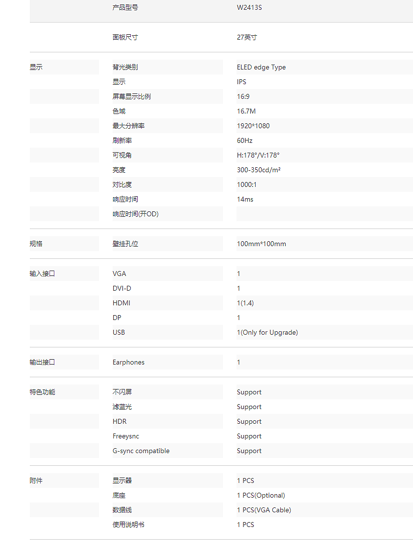 W2413S 商用办公显示器(图2)
